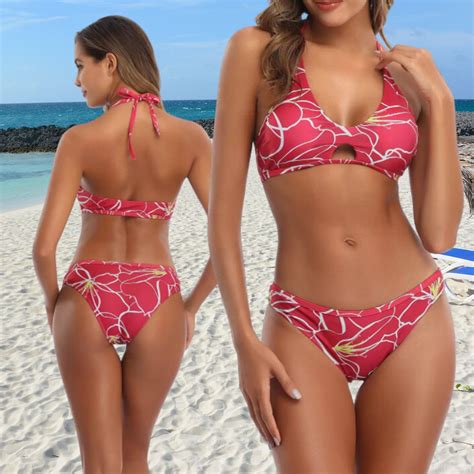 Bikini Padded Push Up Two Piece Low Rise High Hip Cheeky Cut Beachwear