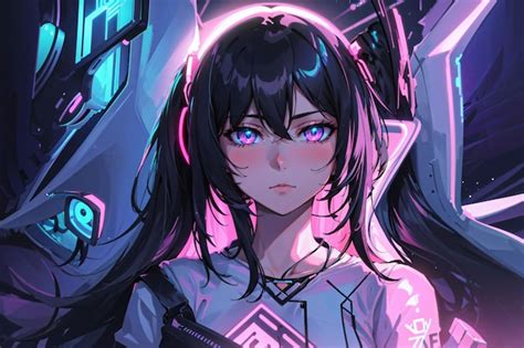 Premium Photo | Retrowave art of a girl