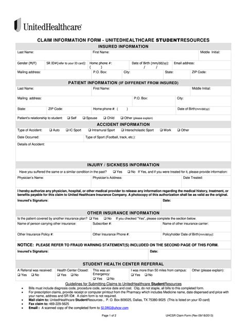 2013 Uhcsr Claim Form Fill Online Printable Fillable Blank Pdffiller