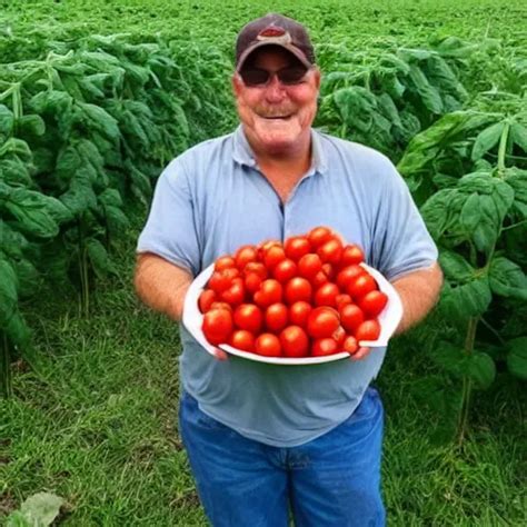 Proud Farmer Holding The World S Largest Tomato Stable Diffusion