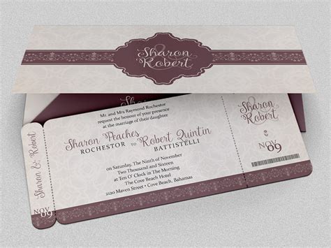 Wedding Boarding Pass Invitation Template :: Behance