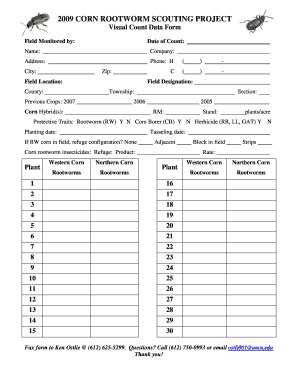 Fillable Online Extension Umn 2009 Visual Count Form Fax Email Print