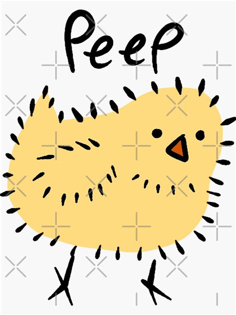 Fuzzy Yellow Chick Saying Peep Sticker For Sale By Saradaboru Redbubble