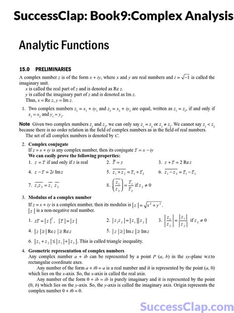 Complex Analysis By Successclap Pdf Holomorphic Function Function