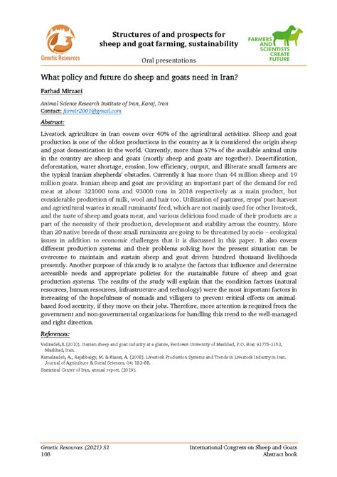 Pdf What Policy And Future Do Sheep And Goats Need In Iran