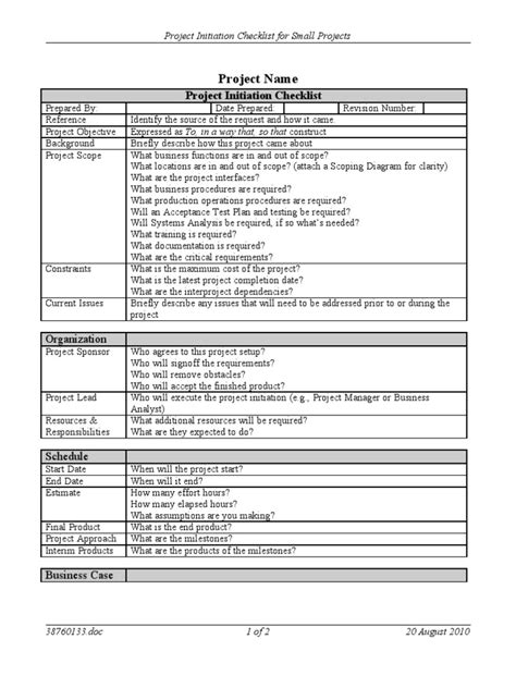 Project Initiation Checklist | Project Manager | Scope (Computer Science)