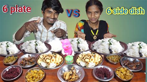 6 Plate Curd Rice With 6 Plate Side Dish Eating Challenge In Tamil Sis