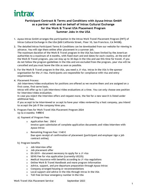 Contract Work Travel Usa 2024 Pdf