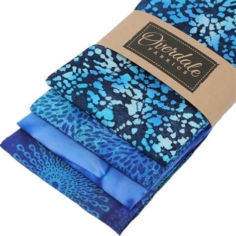 4 Fat Quarters Bundle Blue Lagoon Batiks Overdale Fabrics