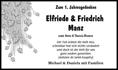 Traueranzeigen Von Elfriede Manz Augsburger Allgemeine Zeitung