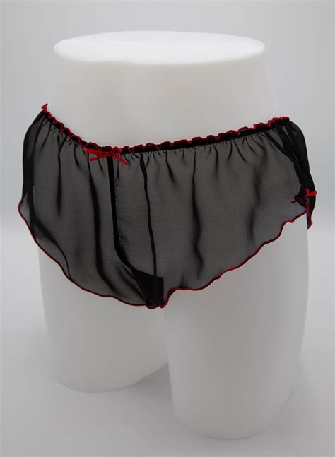 Sheer Chiffon See Through Micro French Knickers Sexy Black Red Hot Pink Powder Pink Etsy