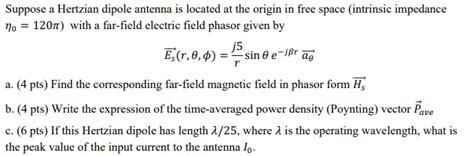 Solved R Suppose A Hertzian Dipole Antenna Is Located At The Chegg