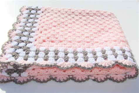 Pink Grey Baby Blanket Pink Baby Blanket Crochet Baby Blanket Pink