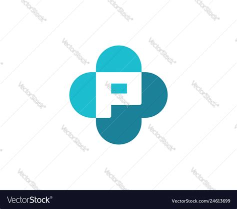 Letter p cross plus medical logo icon design Vector Image