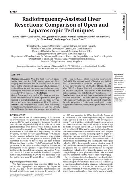 Pdf Radiofrequency Assisted Liver Resections Comparison Of Open And