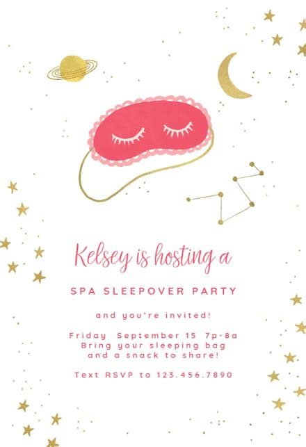 Pink Sleepover Birthday Invitation Template Free Greetings Island