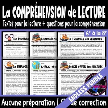 Compréhension de lecture French Reading Comprehension ENDLESS BUNDLE