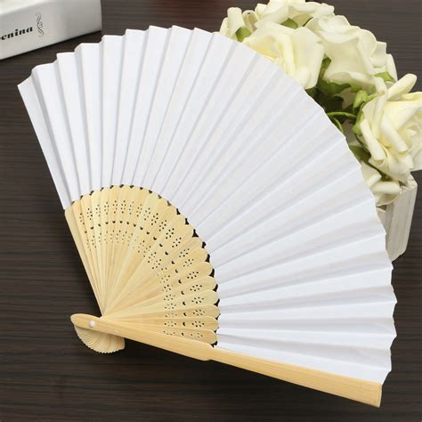 5pcs Simple Blank Diy Paper Hand Folding Fan Wedding Party Folding Fans T