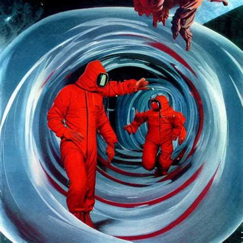 Two Scientists Wearing Red Hazmat Suits Entering The Stable