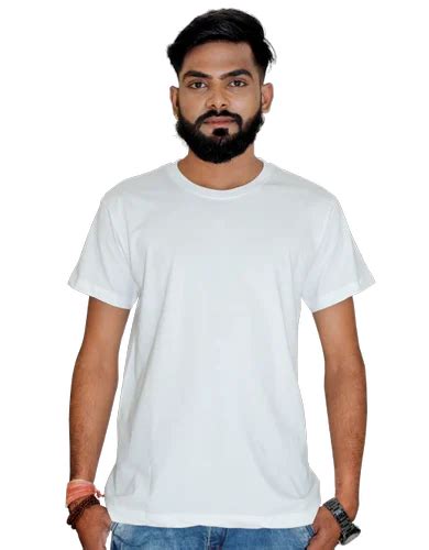 Men Plain White Cotton T Shirt Round Neck At Rs 180 In Indore Id