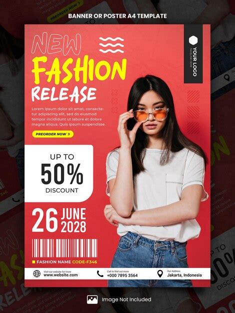 Premium PSD Red Fashion Ads Poster A4 Or Banner Template