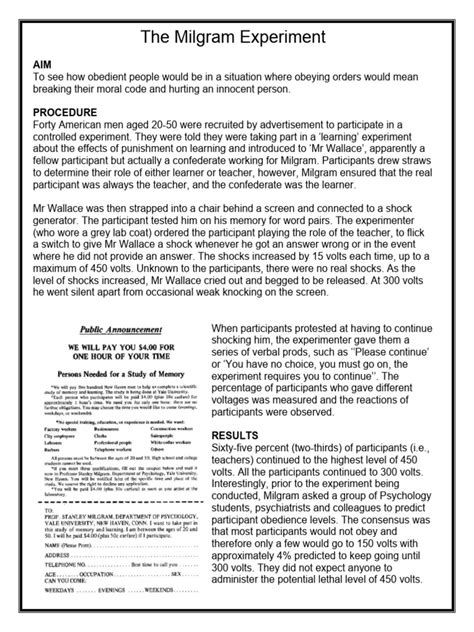 The Milgram Experiment Explained | PDF | Obedience (Human Behavior ...