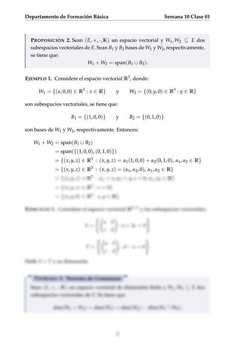 Solution Suma De Espacios Vectoriales Semana Clase Algebra Lineal