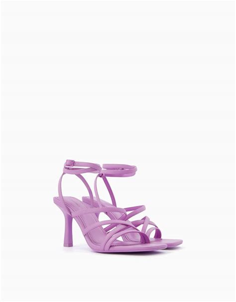 High Heel Strappy Sandals With Ankle Strap Women Bershka
