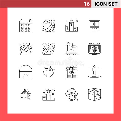 Universal Icon Symbols Group Of 16 Modern Outlines Of Office Files