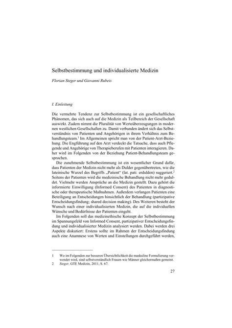 PDF Selbstbestimmung Und Individualisierte Medizin