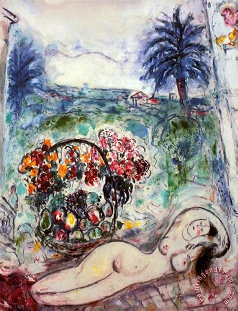 Marc Chagall Nude With Flowers Painting Nude With Flowers Print For Sale