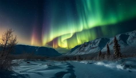 Una Aurora Boreal Se Ilumina En El Cielo Nocturno Foto Premium