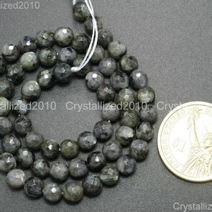 Faceted Natural Larvikite Labradorite Gemstones Round Ball Etsy