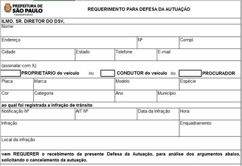 Modelo Recurso De Multa De Transito Sp Vários Modelos