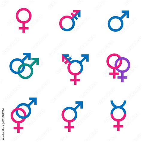 Gender Symbol Set Sexual Orientation Icons Male Female Hetero