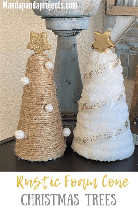 Rustic Twine And Yarn Foam Cone Christmas Trees Manda Panda Projects