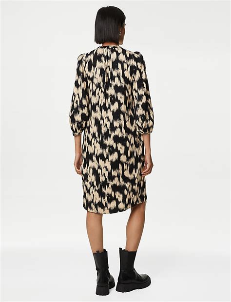 Buy Printed V Neck Knee Length Shift Dress At Marks And Spencer