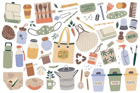 Premium Vector Zero Waste Hand Drawn Doodle Collection Vector