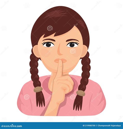 Girl Making A Shushing With Finger On Lips Stock Vector Illustration