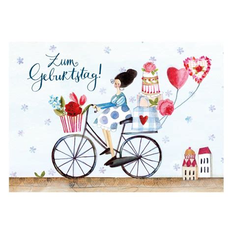 Gr Tz Postkarte Fahrrad Zum Geburtstag