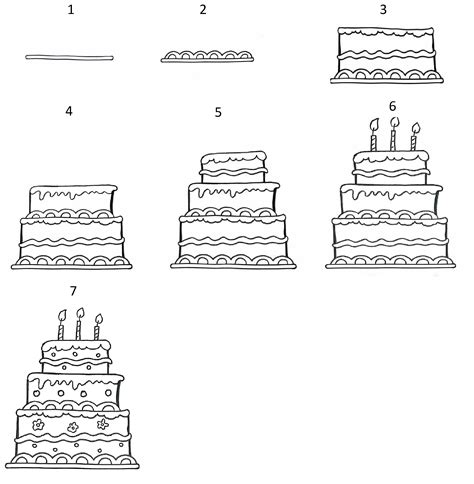 How To Draw A Cake Step By Step Tutorial Cake Birthdaycake