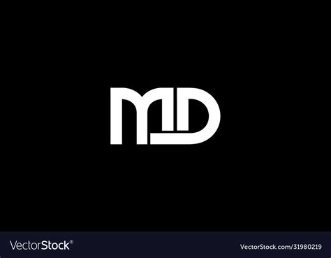 Initial Monogram Letter M D Logo Design Template Vector Image