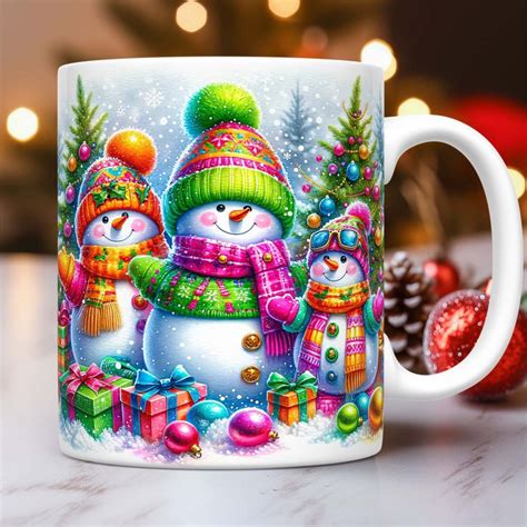 Snowman Christmas Mug Wrap Snowman Mug Wrap Sublimation Design Png