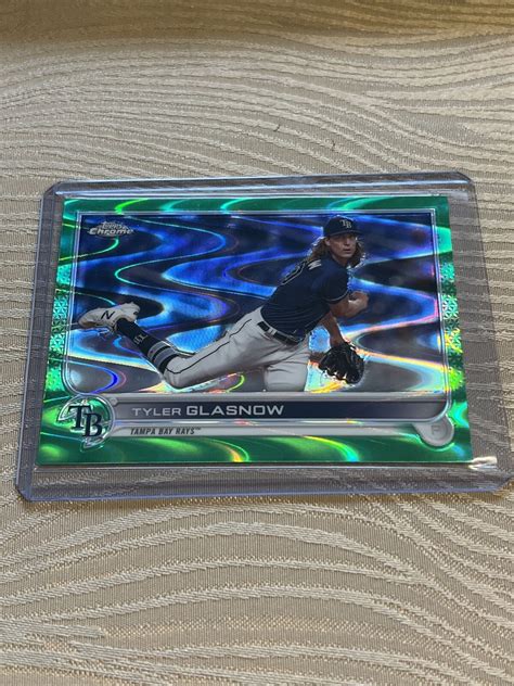 2022 Topps Chrome Ben Baller Tyler Glasnow Green Ray Wave Refractor 99