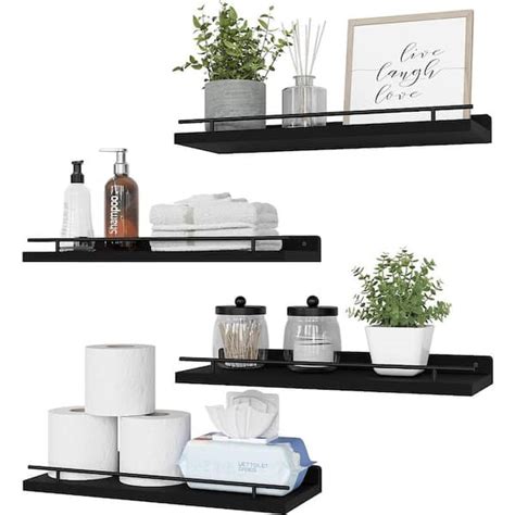 Cubilan 157 In W X 6 In D Modern Black Decorative Wall Shelf