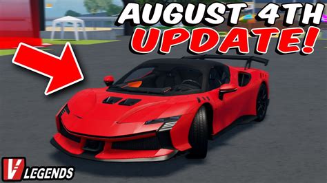 Roblox Vehicle Legends New Update Ferrari Mclaren Hummer Cars August 4th Update Youtube