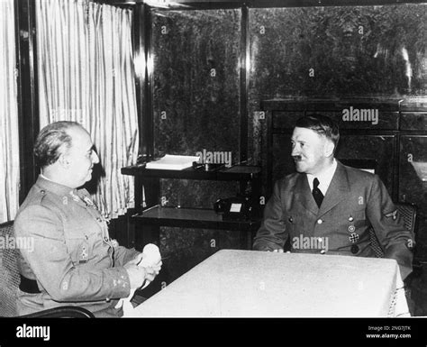 German Chancellor Adolf Hitler Right Talks With Spain S Generalissimo