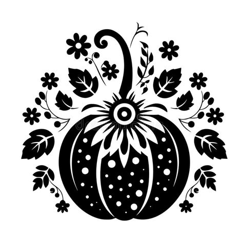 Fall Pumpkin Silhouette Thanksgiving Vegetable Line Art Stock Vector