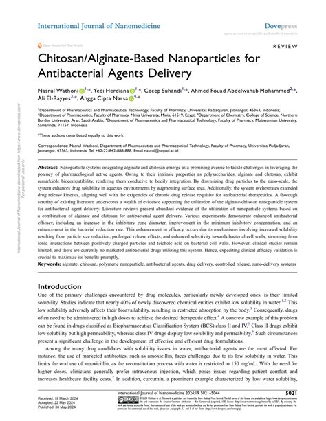 Pdf Chitosanalginate Based Nanoparticles For Antibacterial Agents