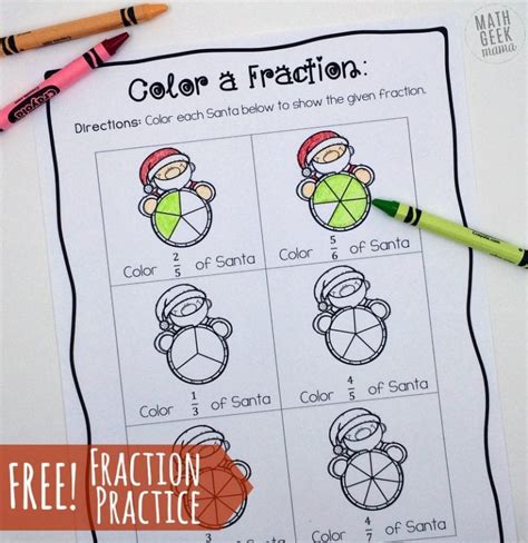 Christmas Fraction Worksheets For 3 5 Grade {free}